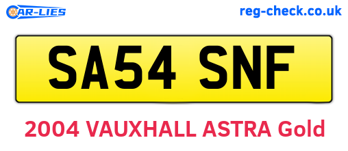 SA54SNF are the vehicle registration plates.