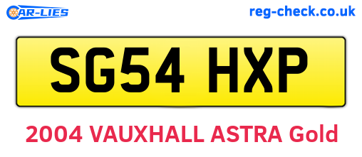 SG54HXP are the vehicle registration plates.