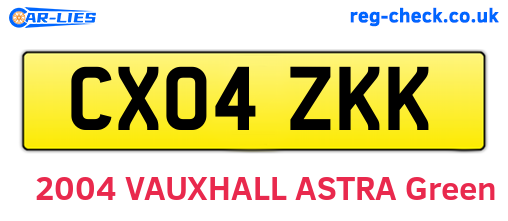 CX04ZKK are the vehicle registration plates.
