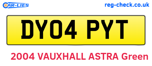 DY04PYT are the vehicle registration plates.