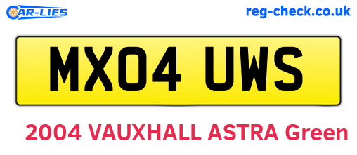 MX04UWS are the vehicle registration plates.