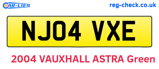NJ04VXE are the vehicle registration plates.