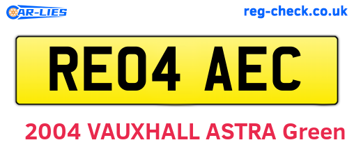RE04AEC are the vehicle registration plates.