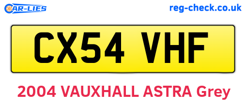 CX54VHF are the vehicle registration plates.