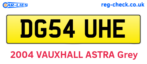 DG54UHE are the vehicle registration plates.