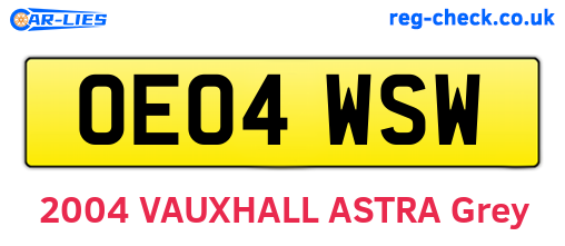 OE04WSW are the vehicle registration plates.