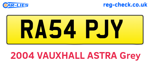 RA54PJY are the vehicle registration plates.