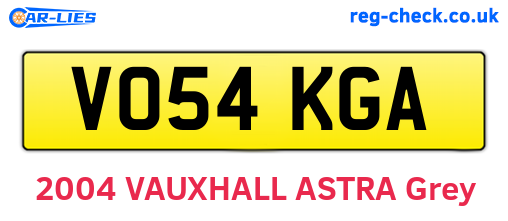 VO54KGA are the vehicle registration plates.