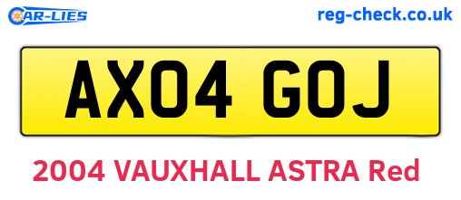 AX04GOJ are the vehicle registration plates.