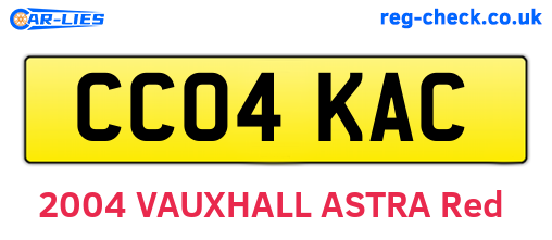 CC04KAC are the vehicle registration plates.