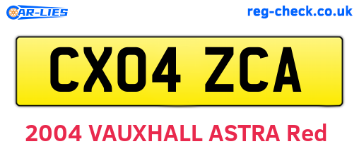 CX04ZCA are the vehicle registration plates.