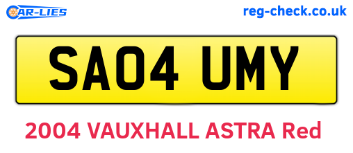 SA04UMY are the vehicle registration plates.