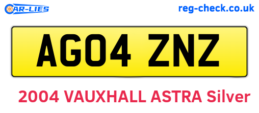 AG04ZNZ are the vehicle registration plates.