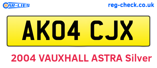 AK04CJX are the vehicle registration plates.