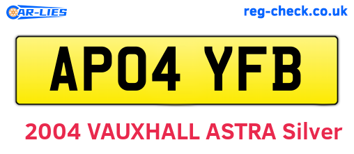 AP04YFB are the vehicle registration plates.