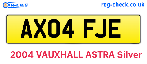 AX04FJE are the vehicle registration plates.