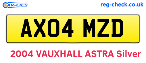 AX04MZD are the vehicle registration plates.