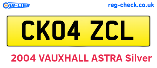 CK04ZCL are the vehicle registration plates.