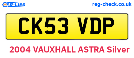 CK53VDP are the vehicle registration plates.