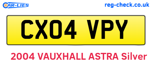 CX04VPY are the vehicle registration plates.