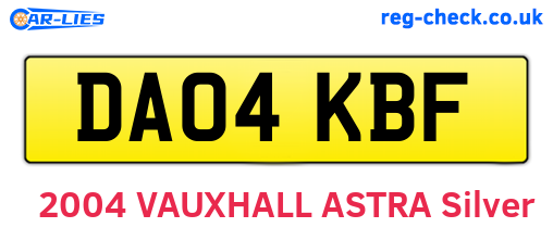 DA04KBF are the vehicle registration plates.
