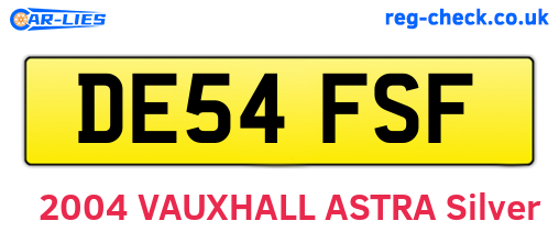 DE54FSF are the vehicle registration plates.