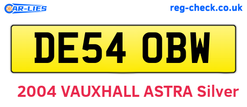 DE54OBW are the vehicle registration plates.