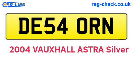 DE54ORN are the vehicle registration plates.