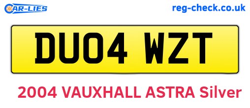 DU04WZT are the vehicle registration plates.
