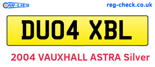 DU04XBL are the vehicle registration plates.