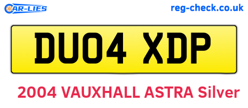 DU04XDP are the vehicle registration plates.