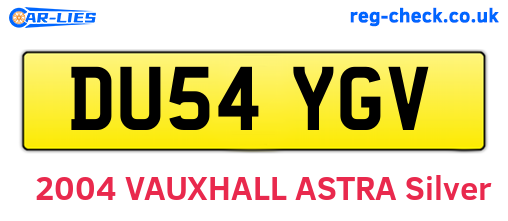DU54YGV are the vehicle registration plates.