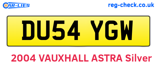 DU54YGW are the vehicle registration plates.