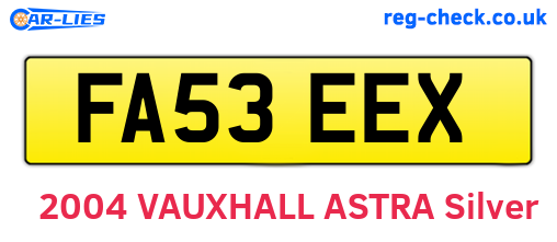 FA53EEX are the vehicle registration plates.