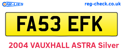 FA53EFK are the vehicle registration plates.