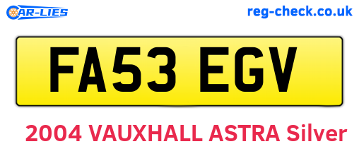 FA53EGV are the vehicle registration plates.
