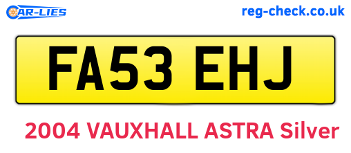 FA53EHJ are the vehicle registration plates.