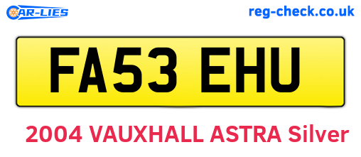 FA53EHU are the vehicle registration plates.