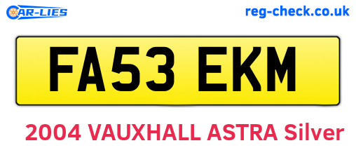 FA53EKM are the vehicle registration plates.