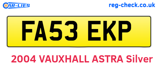 FA53EKP are the vehicle registration plates.