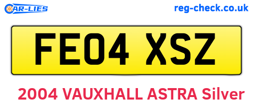 FE04XSZ are the vehicle registration plates.