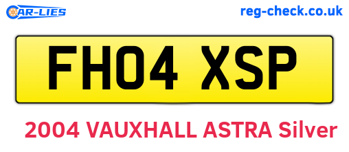 FH04XSP are the vehicle registration plates.