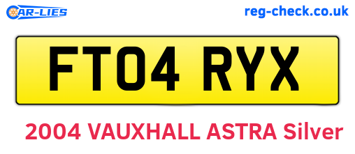 FT04RYX are the vehicle registration plates.