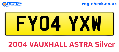 FY04YXW are the vehicle registration plates.