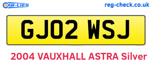 GJ02WSJ are the vehicle registration plates.