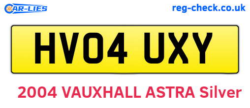 HV04UXY are the vehicle registration plates.