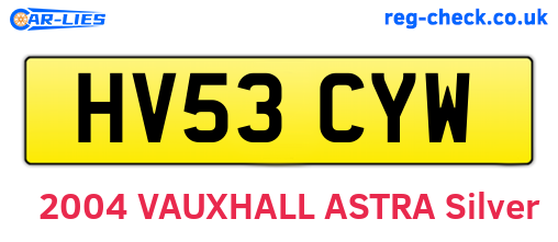 HV53CYW are the vehicle registration plates.
