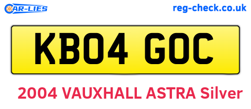 KB04GOC are the vehicle registration plates.
