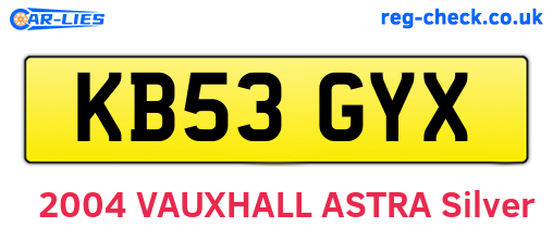 KB53GYX are the vehicle registration plates.
