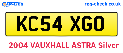 KC54XGO are the vehicle registration plates.